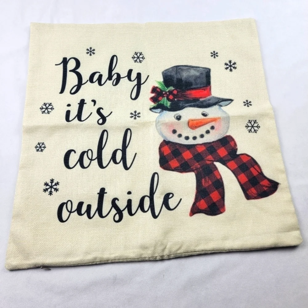 NWOT LG baby it's‎ cold outside Buffalo plaid snowman pillow case